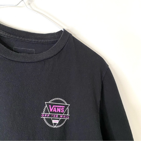 VANS Black Purple Checkered Graphic Crew Neck Tee - Picture 4 of 6